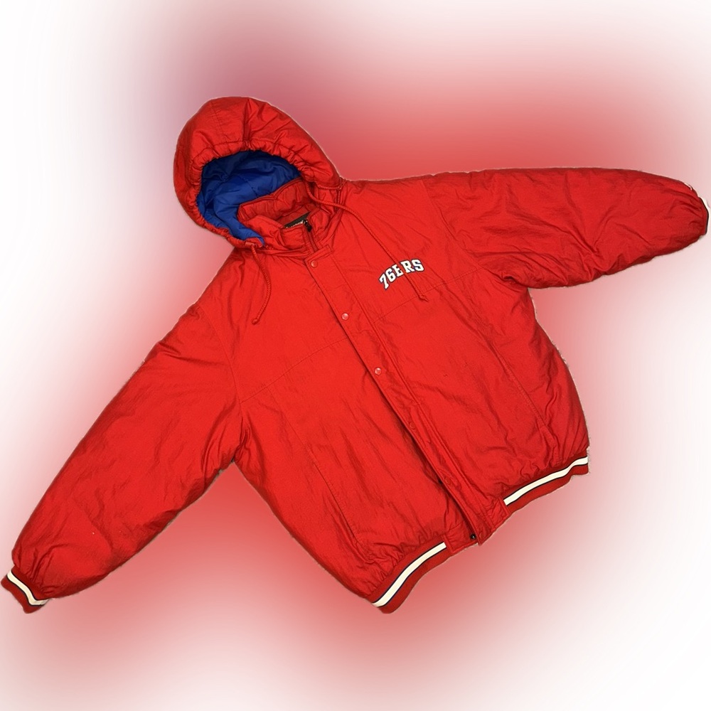 Red Hooded Puffer Jacket - Men's